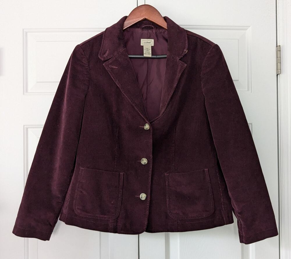 L.L. Bean Burgundy Purple Corduroy Blazer
